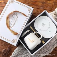 Ensemble chauffe-tasse électrique écologique 55°C, tasse à café/thé en céramique, chauffage intelligent, température constante 12-24 heures, maintien au chaud