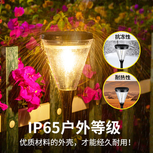 Lampe solaire de jardin LED haute luminosité, cellule solaire mono Si, autonomie de 10 heures, éclairage extérieur pour pelouse - Product Image 2