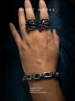 Bague en acier inoxydable de style gothique rétro européen et américain, couleur rouge sang de pigeon foncé, pour hommes et femmes, grande taille