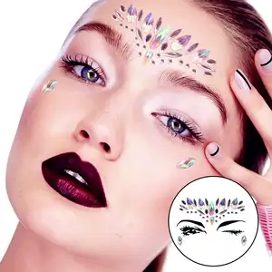 Permata wajah permata menempel pada berlian imitasi berperekat untuk Makeup Aksesori Rave untuk kostum liburan Festival