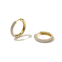 Boucles d'oreilles créoles Gemnel pavées de diamants en argent 925 avec fermeture à clip, bijoux faits à la main pour femmes