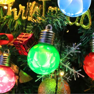 Arbre boule en plastique ampoule LED veilleuse boule suspendu arbre pendentif noël ampoule lumière boule transparente nouvel an 2024