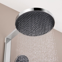 Ensemble de robinetterie de douche thermostatique au design moderne, chaud/froid, double poignée, en laiton chromé anodisé, avec barre coulissante et jets pluie et doux