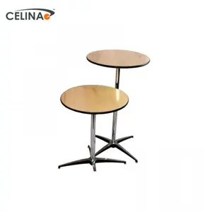 Celina جديد المنتجات التمثال 30 ''الخشب الرقائقي أعلى مزيف الخشب مصممة جولة الركيزة الفولاذ عالية أعلى طاولة مشروبات - Product Image 1