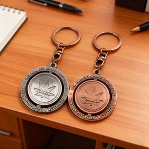 พวงกุญแจหมุนได้แบบสั่งทำจากโรงงาน รูปทรงกลม สีทอง สีเงิน ประดับด้วยเคลือบเงา ของที่ระลึกทางศาสนา - Product Image 4