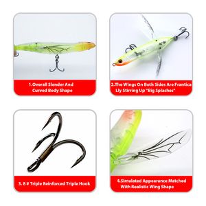 Améliorez votre équipement de pêche topwater 8cm leurres de <span class=keywords><strong>surface</strong></span> flottant whopper popper leurres avec hochet popper <span class=keywords><strong>leurre</strong></span> comme une libellule - Product Image 5