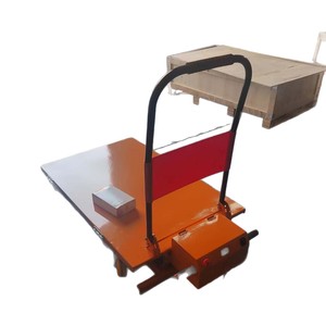 Hand Cart Electric Adjustable <b>Platform</b> Four Wheel Steel Industrial Transport <b>Trolley</b> Yellow Powder Coating OEM Support - Product Image 2