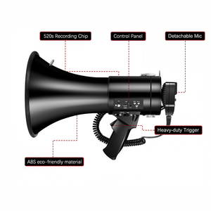 Megáfono LEITING KING CR-87 [50W de Alta Potencia], Alcance de 1000m, Recargable, 520s de Grabación, para Rescate y Construcción - Product Image 6