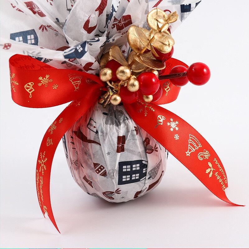 Оптовая продажа с завода, односторонняя розовая красная атласная лента из полиэстера для рождественского подарка