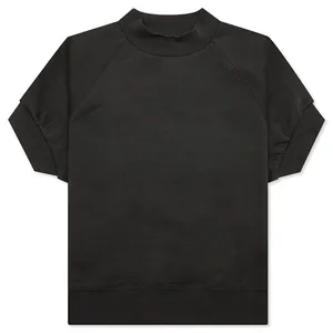Ustom-Sudadera de algodón con logo para niños, suéter de manga corta con cuello redondo, color negro