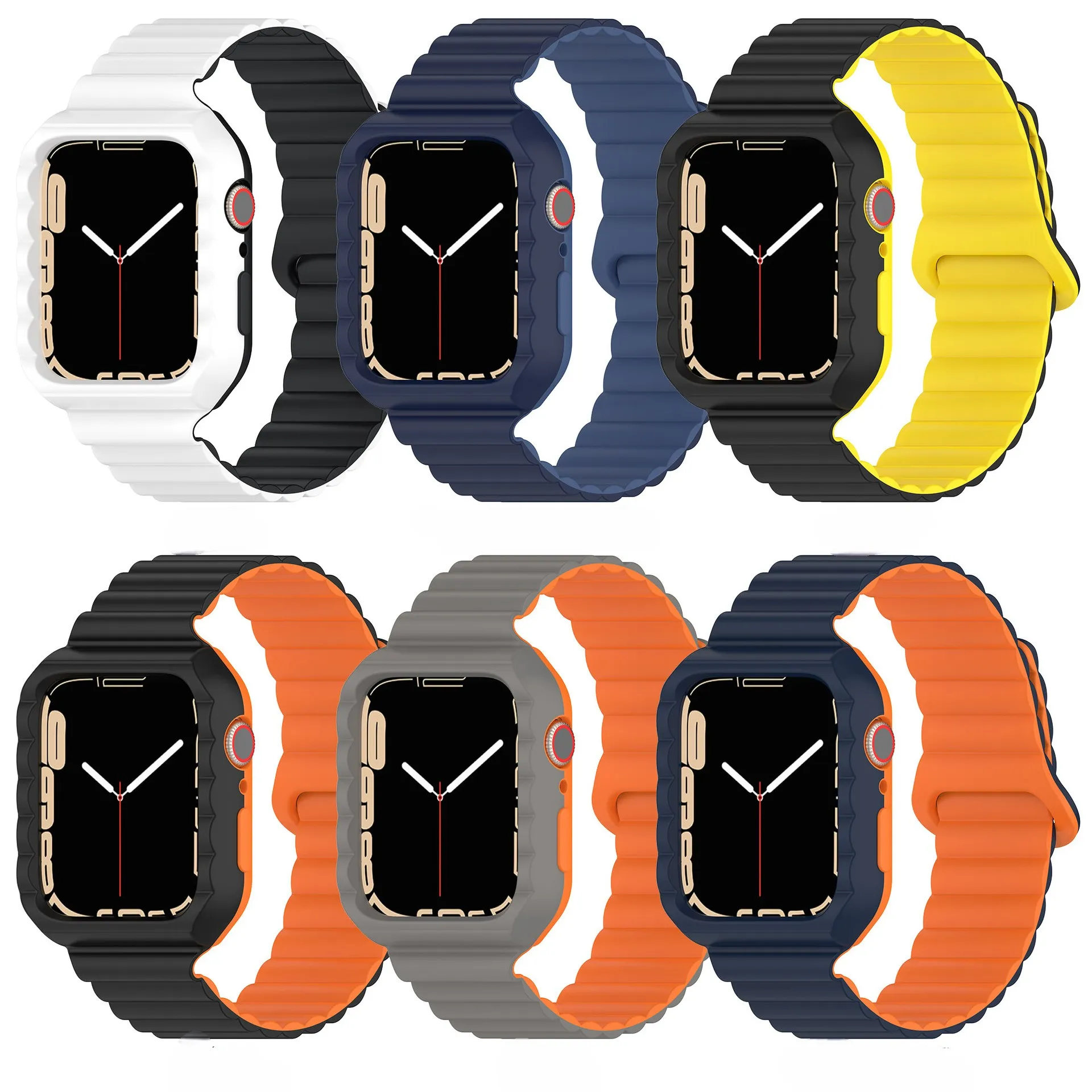 BOORUI two-tone silicone watch band for apple watch case band strap Silicone watch band