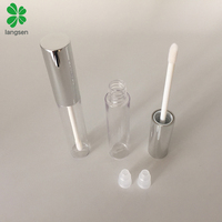 Conteneur en plastique PET vide 10ml, récipient à lèvres transparent avec couvercle noir, or et argent, applicateur pour emballage de rouge à lèvres liquide, 10 pièces