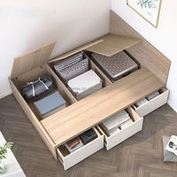 Cadre de lit en bois King and Queen-Size au design moderne avec 3 tiroirs et station de recharge pour la chambre à coucher.