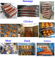 Four à fumage électrique commercial automatisé pour viande et poisson, capacité 200 kg, machine de fumage et de cuisson pour saucisses, jambon, bacon, poisson, moteur 304