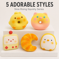 Jouet sensoriel anti-stress en PU souple à montée lente, en forme de pain, donut et croissant, motif animal de dessin animé Kawaii, vente en gros