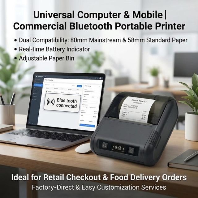 3 Inch New MTP-3B Model With Type-C Interface  BT Wireless Connected Via Phone and Computer Portable POS Printer