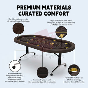 MG Table de poker Texas Hold'em portable à 10 joueurs Design moderne de luxe avec rail antidérapant pliable pour jeu à domicile et roulettes verrouillables - Product Image 5