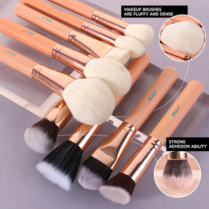 Juego de 28 Brochas de Maquillaje BEILI en Oro Rosa con Mango Rosa, Pelo de Cabra, Brochas Personalizadas para Base, Contorno, Ojos y Polvos, Marca Privada - Product Image 3
