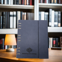 Organiseur portable A4 classique en cuir PU avec anneaux métalliques magnétiques, disponible en couleurs promotionnelles, carnet de notes/agenda