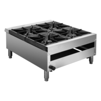 Cuisinière professionnelle en acier inoxydable robuste pour cuisine commerciale, 4 brûleurs, plaque chauffante à gaz en fonte GHP-4W
