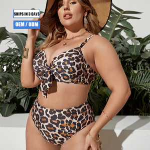 Nouveau <span class=keywords><strong>Maillot</strong></span> <span class=keywords><strong>de</strong></span> <span class=keywords><strong>Bain</strong></span> <span class=keywords><strong>Femme</strong></span> Imprimé Léopard avec Nœud – Bikini Grande Taille Tendance et Sexy Deux <span class=keywords><strong>Pièces</strong></span> 2026 - Product Image 1