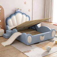 Lit pour tout-petits en cuir souple capitonné, design royal princesse, dernier modèle pour filles