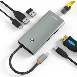 6 trong 1 Type-C HUB 1000M Ethernet 100W PD USB C HUB Loại C để 4K60hz hiển thị - Product Image 1