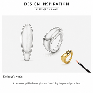Domed <b>Ring</b> <b>Stainless</b> <b>Steel</b> 14K Gold Vacuum Plated Gold Tone Jewelry - Product Image 3