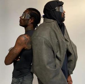 Lunettes de soleil de luxe surdimensionnées noires effet miroir pour femme avec étui, lunettes sans monture pour femme - Product Image 3