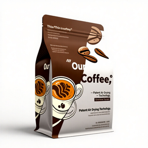 Bolsa de Café de Plástico con Fondo Plano, Reutilizable, de 250g, 500g, 1kg, con Válvula y Cierre Hermético, Acabado Mate o Brillante - Product Image 1