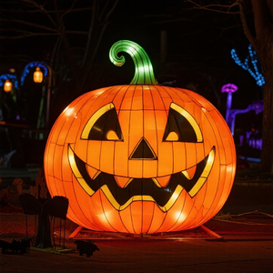 Lanterne Citrouille en Soie d'Acier Faite à la Main, Éclairage Économe en Énergie, Étanche, Fonctionnalités de Sécurité, Décorations Durables pour Halloween - Product Image 2