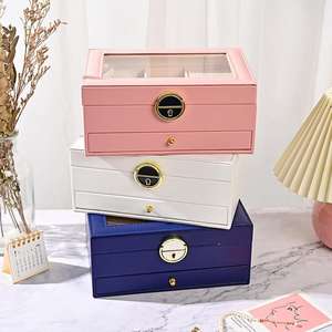 Boîte à bijoux en cuir de qualité supérieure à 6 niveaux et 5 tiroirs, nouvelle solution de rangement durable pour vos objets précieux - Product Image 6