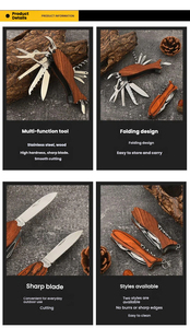 มีดพับอเนกประสงค์รูปปลา ใบมีดสแตนเลส ด้ามไม้ ใช้ได้ทั้งในบ้านและนอกบ้าน เหมาะสำหรับเป็นของขวัญ - Product Image 6