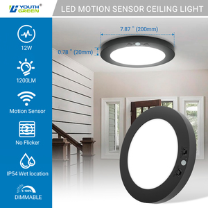 LED Flush Mount <strong>Light</strong> 7" 12W Modern Black Surface Mounted Circular LED <strong>Ceiling</strong> <strong>Light</strong> with Eco-Friendly <strong>PIR</strong> Sensor Smart <strong>Light</strong> - Product Image 2