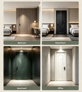 Puerta Corredera Interior de Madera Sólida Insonorizada Moderna, Puerta de Dormitorio Pintada a Medida para Hotel y Apartamento de Gran Altura - Product Image 4