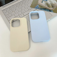 Coque en silicone liquide couleur unie pour femmes pour iPhone 15 14 Plus 13 Pro Max - Étui de téléphone portable simple et tendance effet givré
