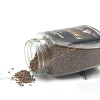 Récipient de pot de café en verre instantané vide transparent de 100G avec le couvercle noir en plastique