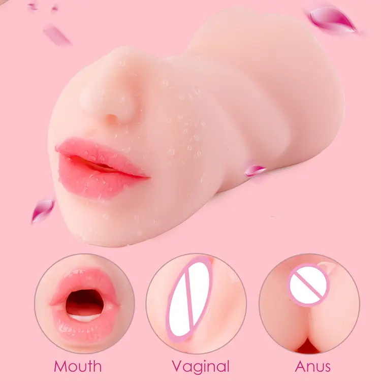 3 In 1 New Products Masturbation Cup Silicone Toy Hand Male Masturbator 3 Channels Mouth Vaginal Anus Rubber Pussy