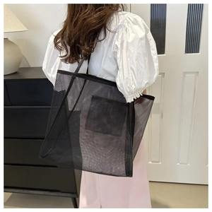 Casual Summer Hollow Out Totes Bag Bolso de hombro de malla de playa de gran capacidad Bolso de compras de natación al aire libre - Product Image 6