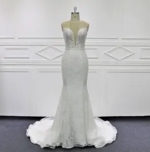 Beaury新娘高品质闪光蕾丝美人鱼婚纱MK306背部错觉带纽扣正式派对