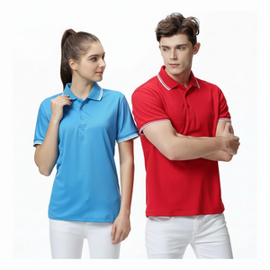 Service OEM personnalisé, tissu tricoté solide 100% coton, anti-rides, unisexe, homme femme, manches courtes, séchage rapide, pour chemise de golf - Product Image 1