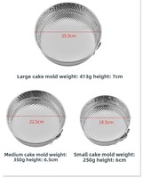Moule à gâteau en acier inoxydable 304, 3 pièces, résistant à la chaleur, avec fermoir à ressort, pour mousse, outil de cuisson de cuisine, en stock transfrontalier
