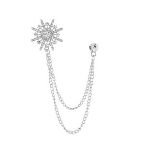 Spilla da Uomo alla Moda in Lega con Cristalli a Forma di Stella a Otto Punte, Catena con Nappine, Accessori per Abiti, Semplice Corsage con Diamanti - Product Image 6