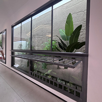Fenêtre coulissante horizontale antivol en alliage d'aluminium avec verre Low-E à isolation thermique pour projets hôteliers, cuisines, salons et écoles