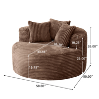 En stock, Canapé de salon moderne marron, Chaise individuelle ronde marron en mousse compressée sous vide