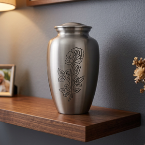 Urne funéraire en aluminium de qualité, finition émail bleu, pour cendres d'adultes, fournitures funéraires, urne de crémation - Artisanat indien - Product Image 1