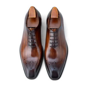 Chaussures Oxford pour hommes britanniques, en cuir véritable imperméable, faites à la main, pour mariage, formelles, décontractées, antidérapantes, avec boucles et sangles - Product Image 2