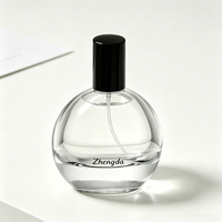 Botella de Vidrio Transparente Redonda de 30 ml, 50 ml, 75 ml, 100 ml para Exhibición de Fragancias Únicas y Elegantes, Botella de Perfume Exclusiva