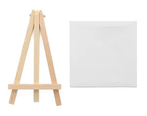 Mini 8*8 cm canvas art boards panel with wooden easel white artist painting boards for craft painting drawing artist