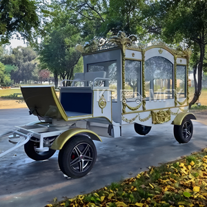 Luxury Retro European Style Funeral Coffin Car Popular <b>White</b> Four-wheeled Hearse with <b>White</b> <b>Curtains</b> - Product Image 3